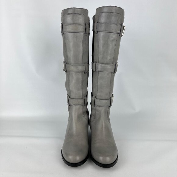 Cole Haan Womens Air Avalon Tall Riding Boots Gray Suede Buckles size 7 - Picture 2 of 16
